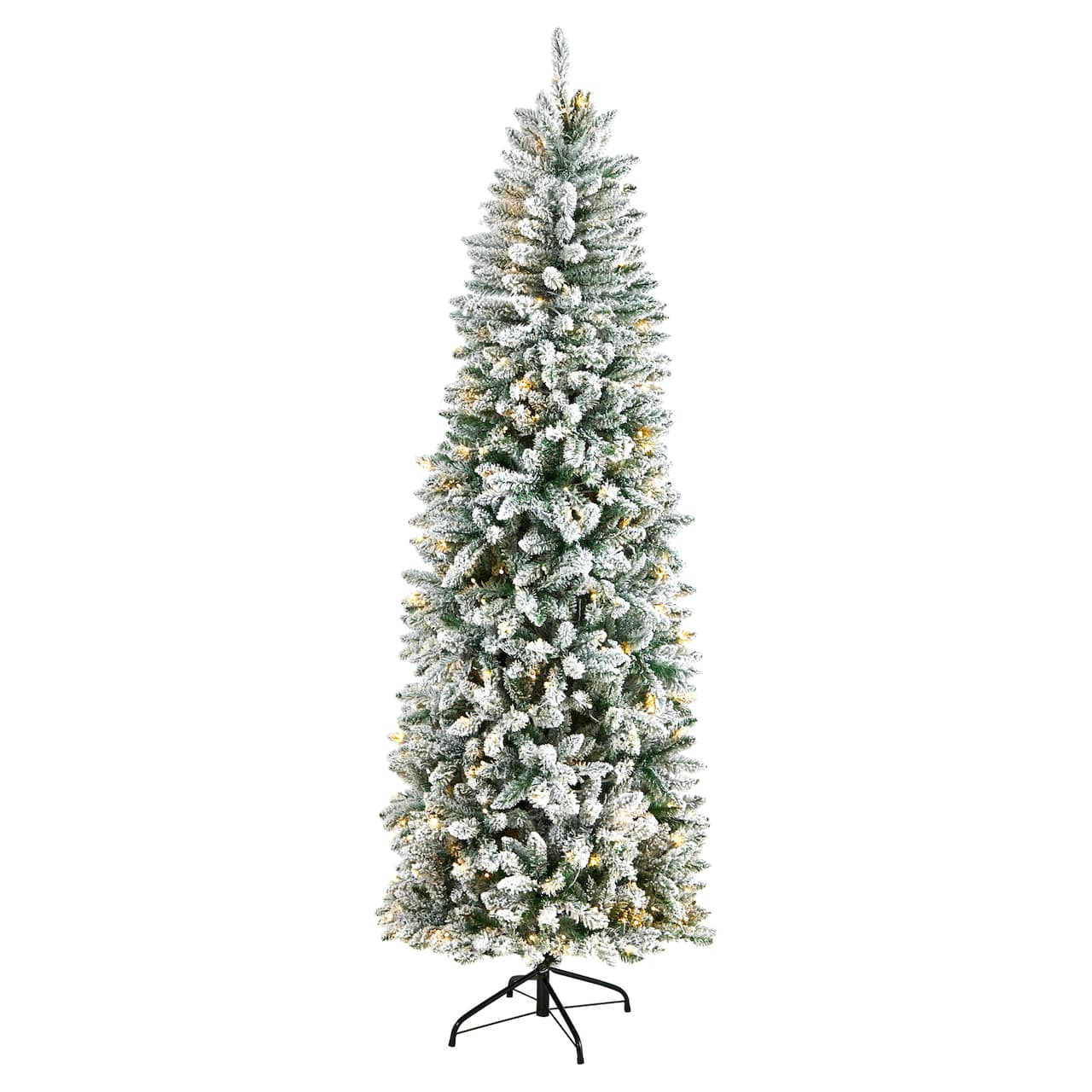 7ft. Pre-Lit Flocked Montreal Fir Artificial Christmas Tree, Warm White LED Lights